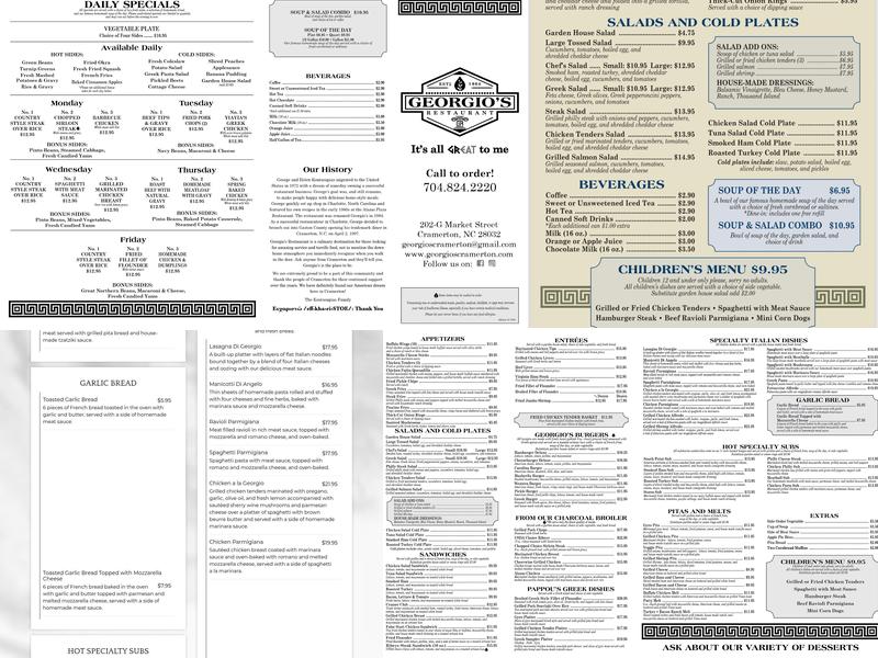 Georgio's Menu