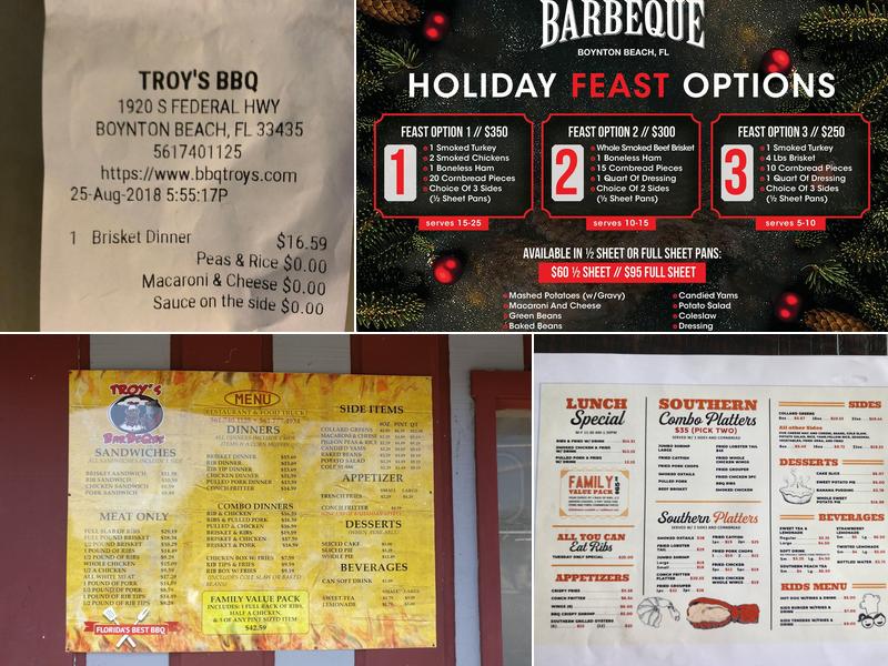 Troy's Barbeque Menu