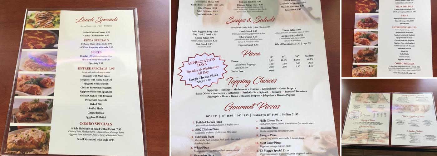 DiMaggio Pizza & Pasta Menu