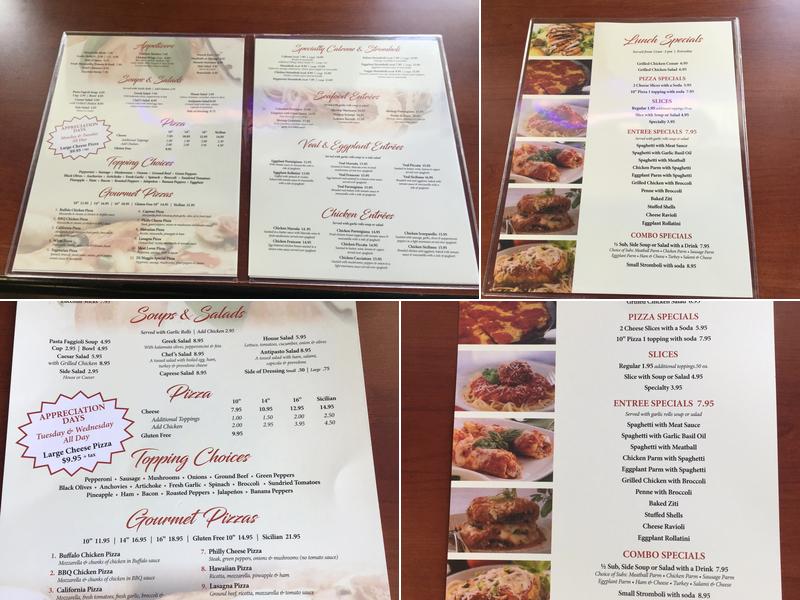 DiMaggio Pizza & Pasta Menu
