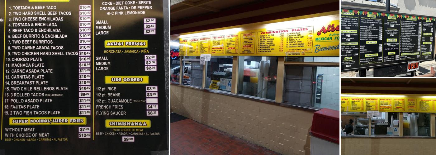 Sr. Alberto Authentic Menu