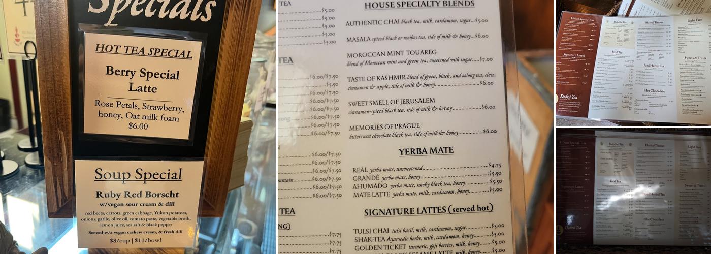 Dobra Tea Menu