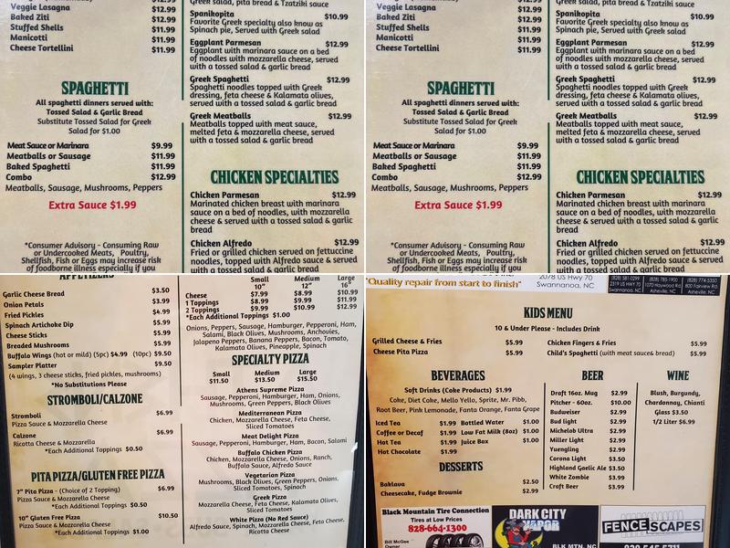 Athens Pizza Menu