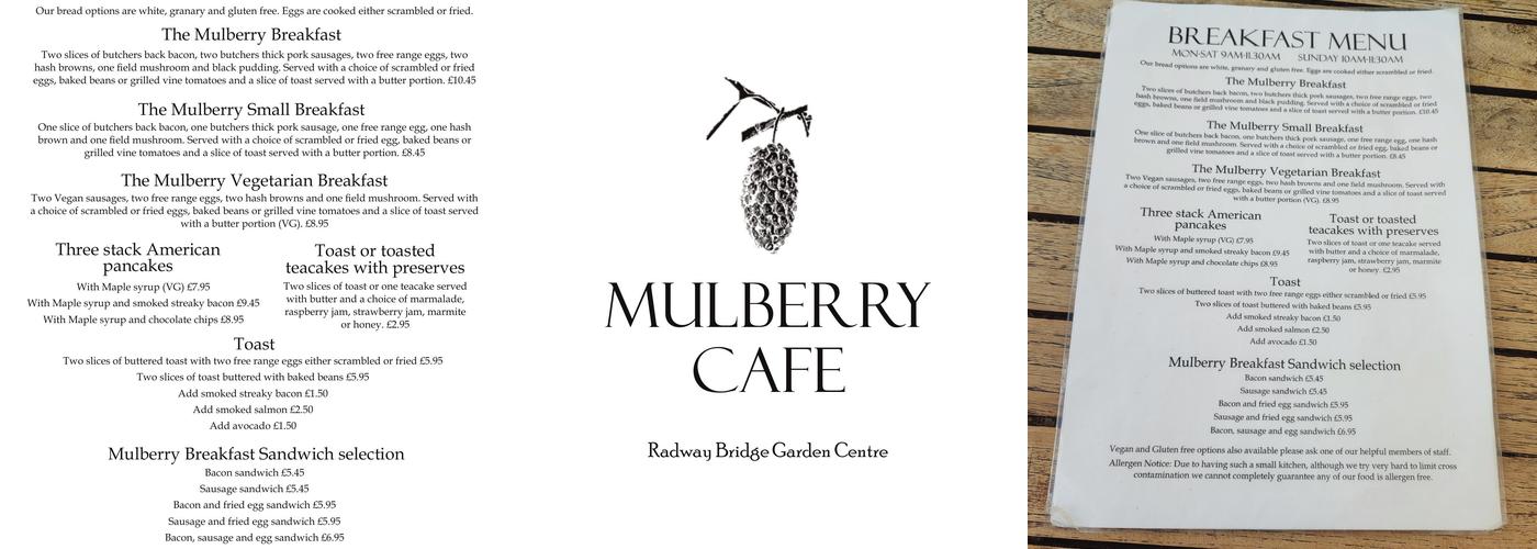 The Mulberry Cafe Menu