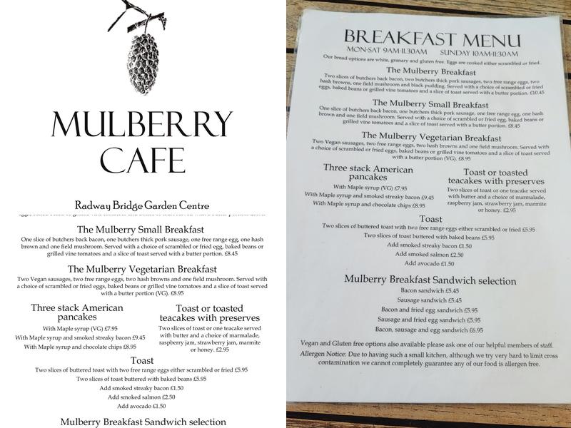 The Mulberry Cafe Menu