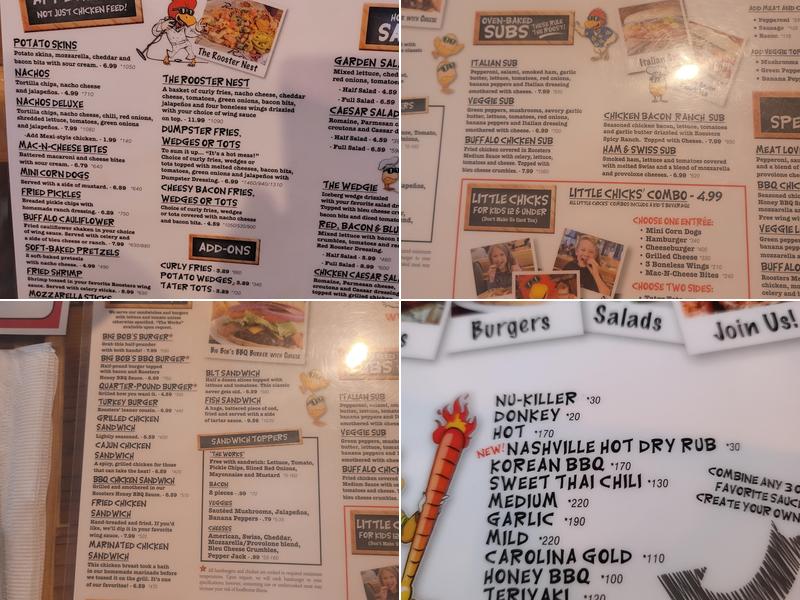 Roosters Menu