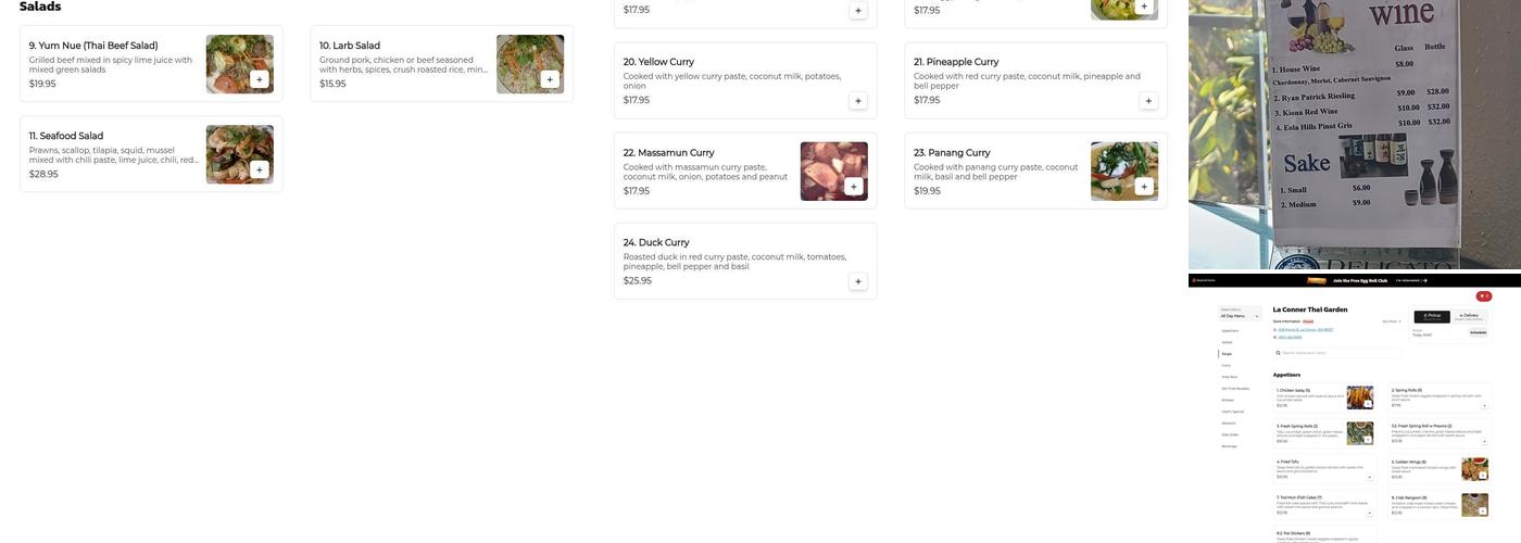 La Conner Thai Garden Menu