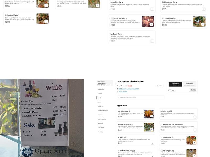 La Conner Thai Garden Menu