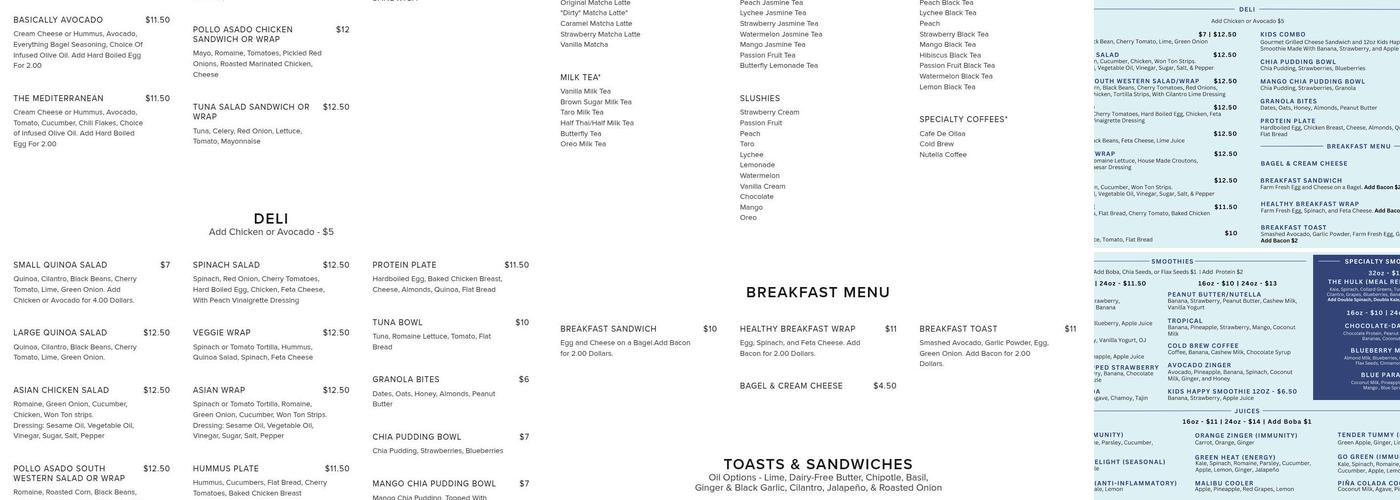 Fresh Kitchen Menu