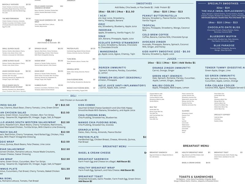Fresh Kitchen Menu
