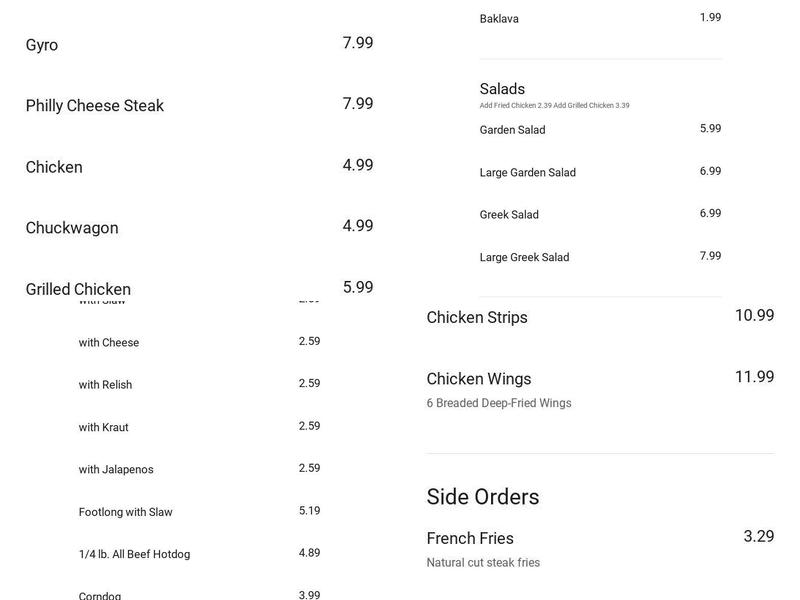 The Hot Dog King - ARDEN Menu