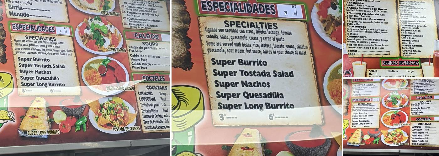 El Picoso Restaurant Menu