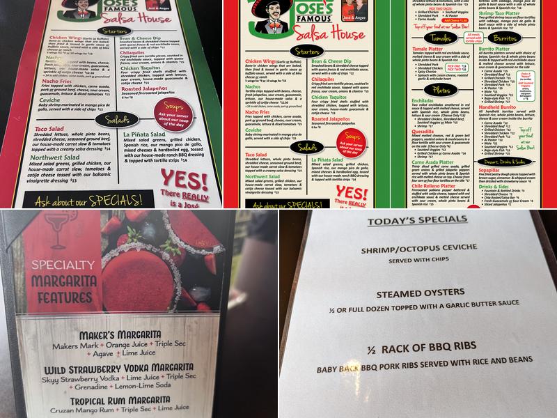 Jose's Famous Salsa Menu