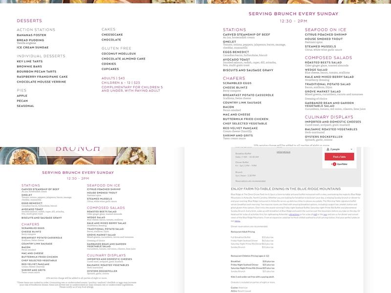 Blue Ridge Menu