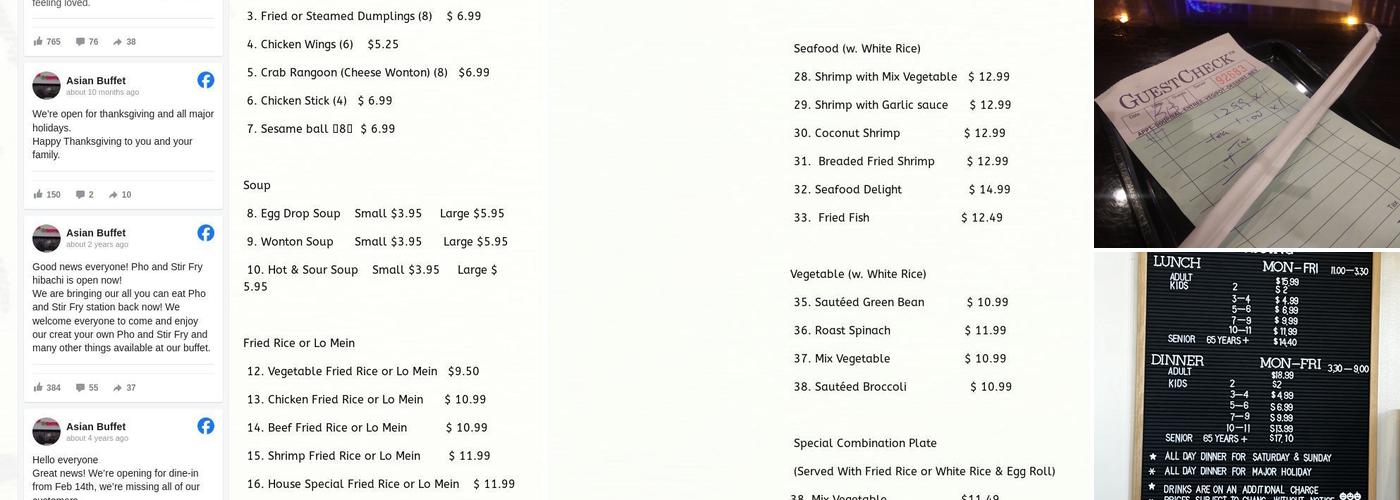 Asian Buffet Menu