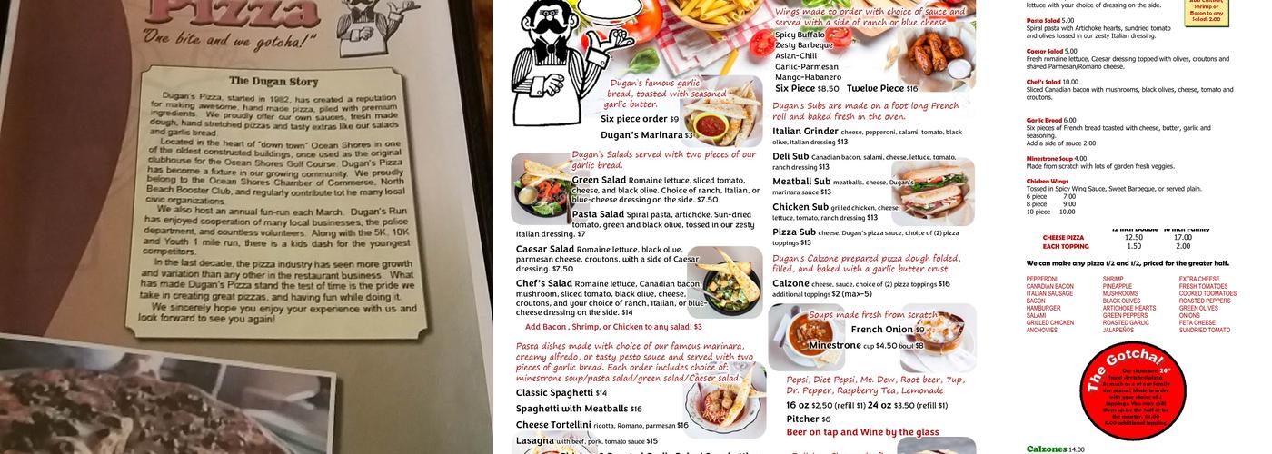 Dugan's Pizza Menu