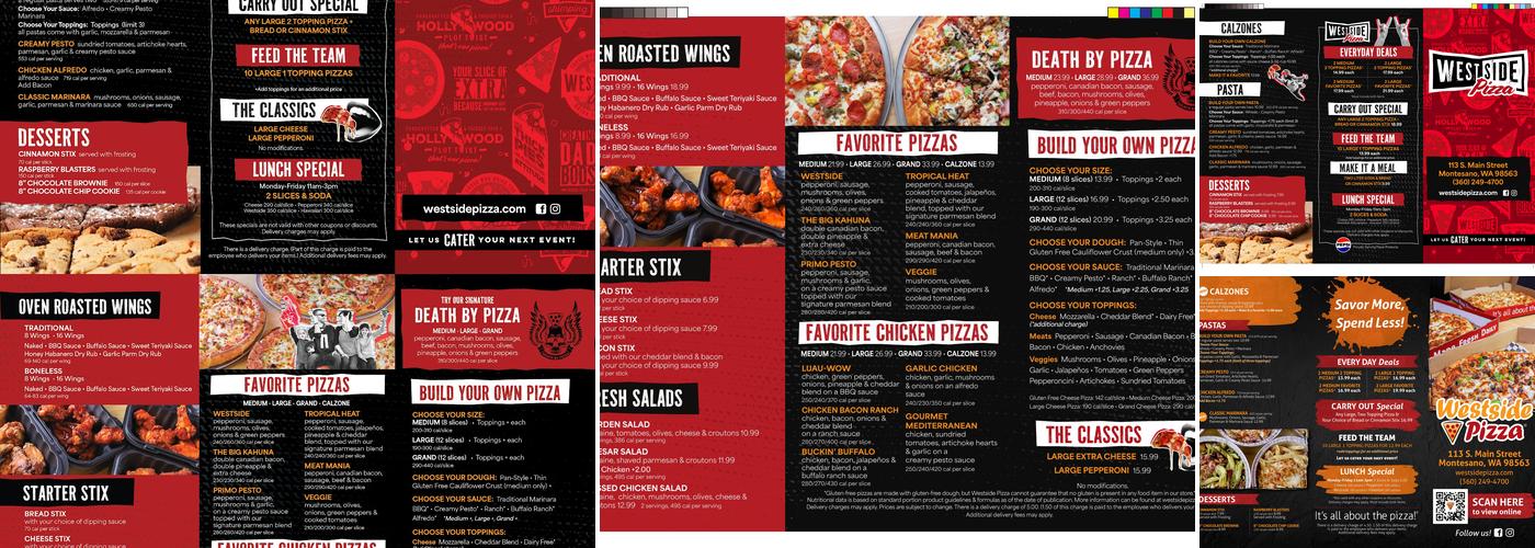 Westside Pizza Menu