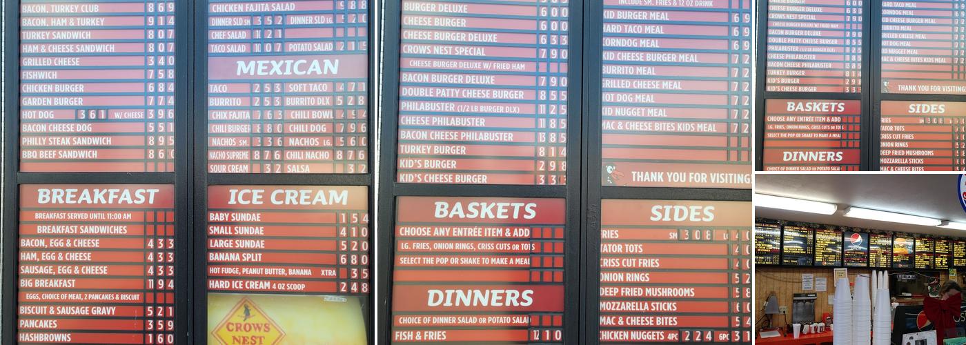 Crow’s Nest Drive-In Menu