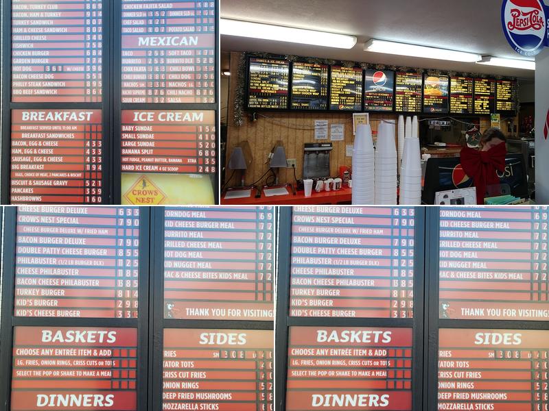 Crow’s Nest Drive-In Menu