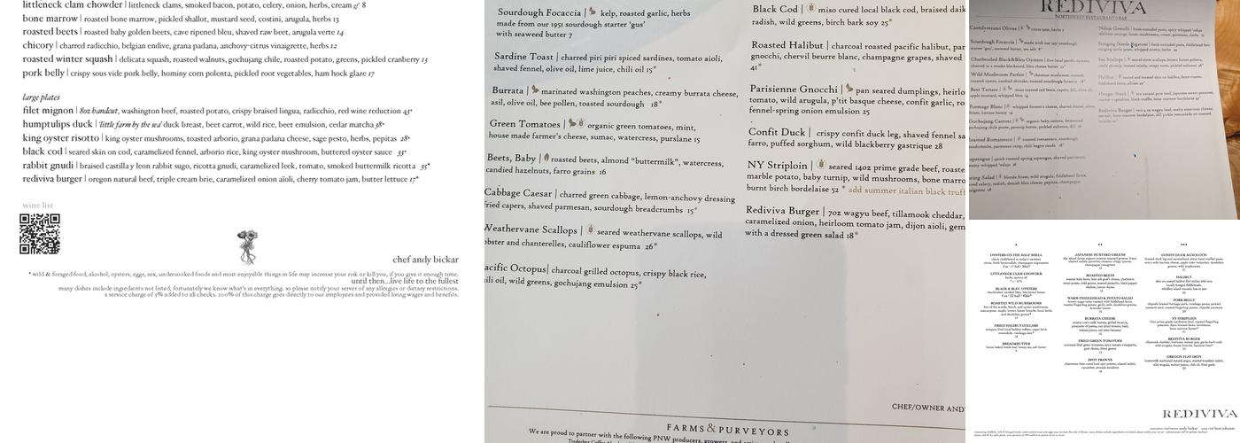 Rediviva Restaurant Menu