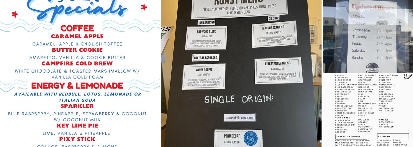 Tinderbox Coffee Roasters Menu