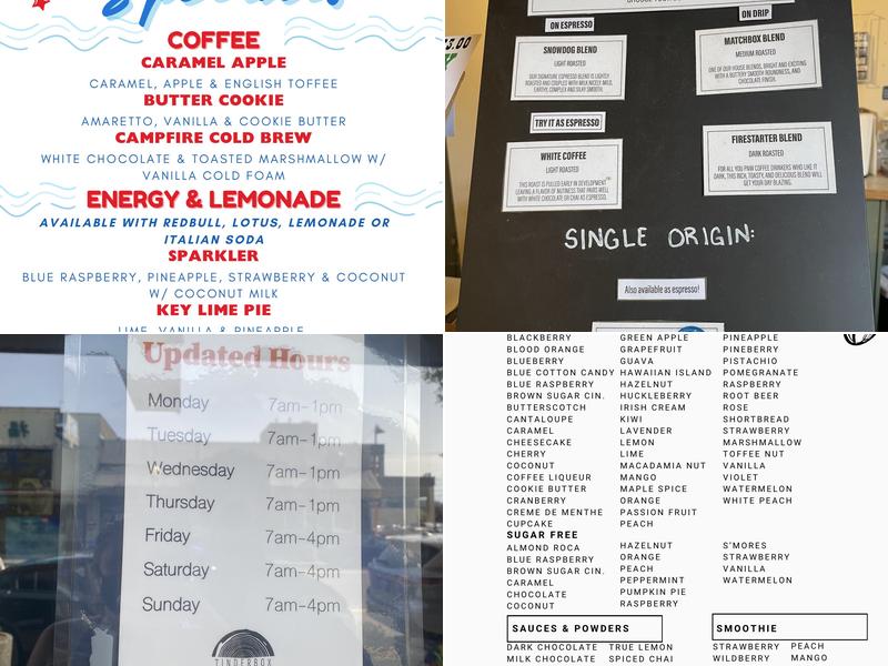 Tinderbox Coffee Roasters Menu