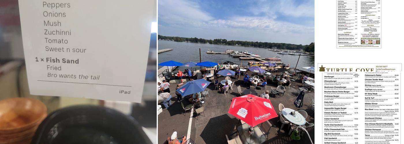 Turtle Cove Restaurant, Cabin Rentals & Boat Slips. Menu