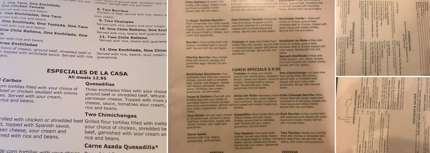 El Rancho Menu