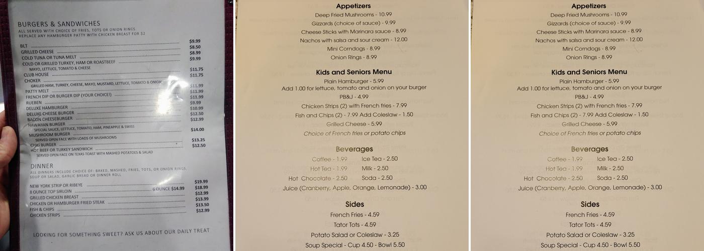 Blue Beacon Restaurant and Lounge Menu