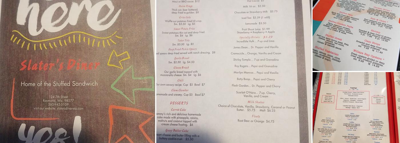 Slaters diner Menu