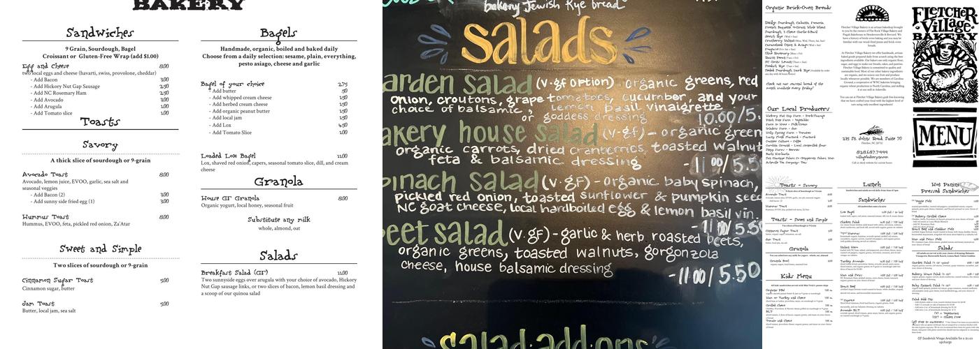 Fletcher Village Bakery and Cafe Menu