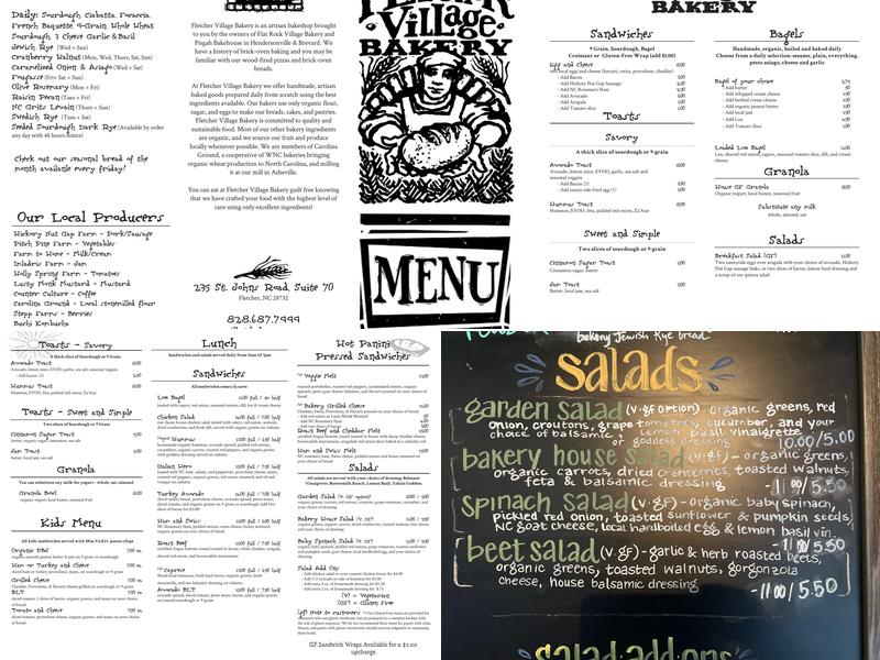 Fletcher Village Bakery and Cafe Menu