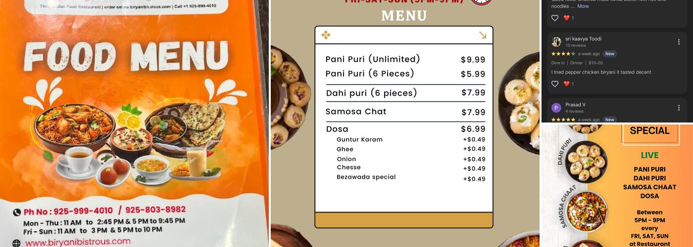 Biryani Bistro - Dublin Menu