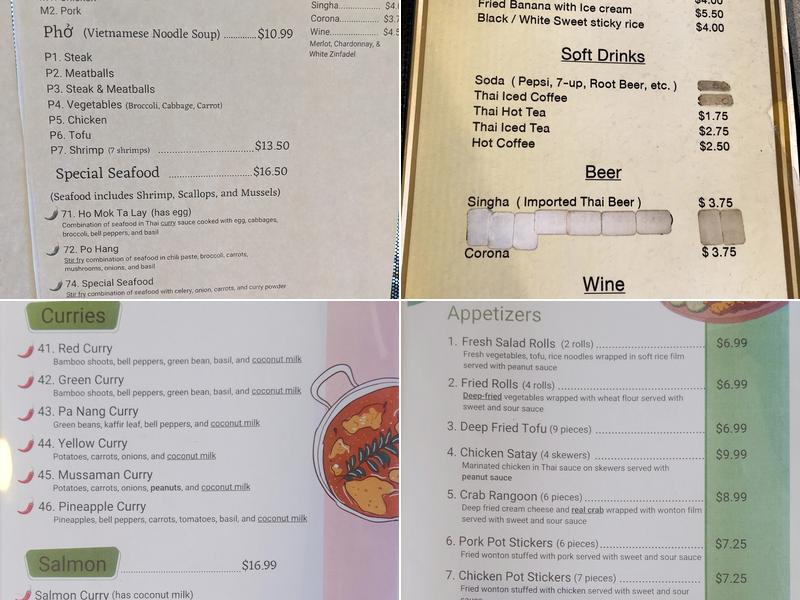 Thai Carrot Menu