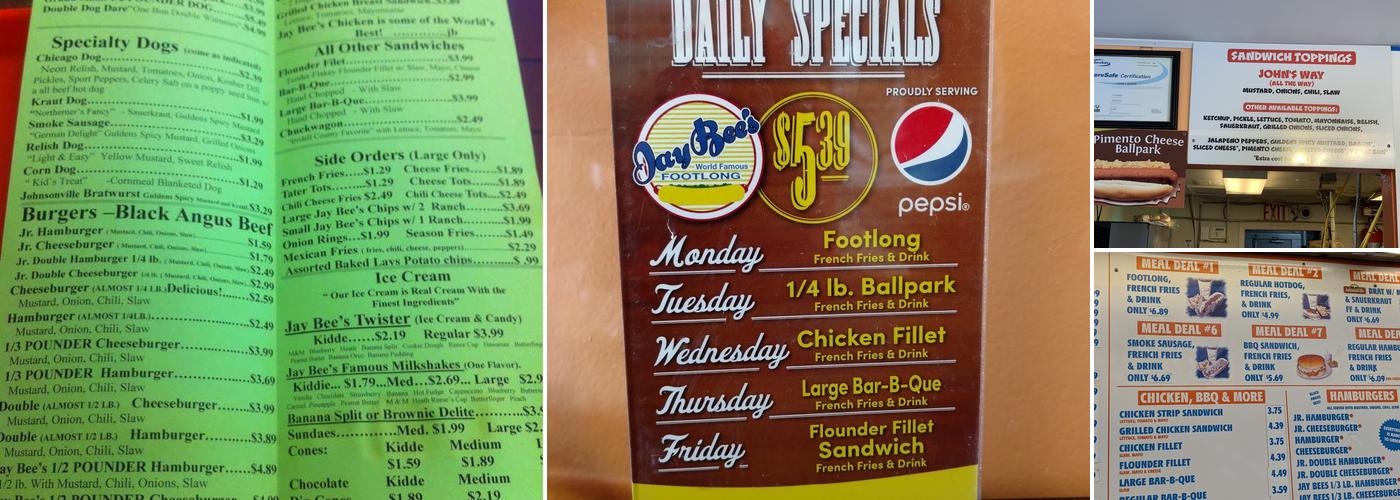 Jay Bee's Menu
