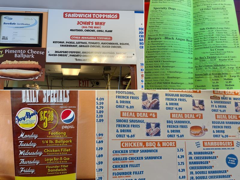 Jay Bee's Menu