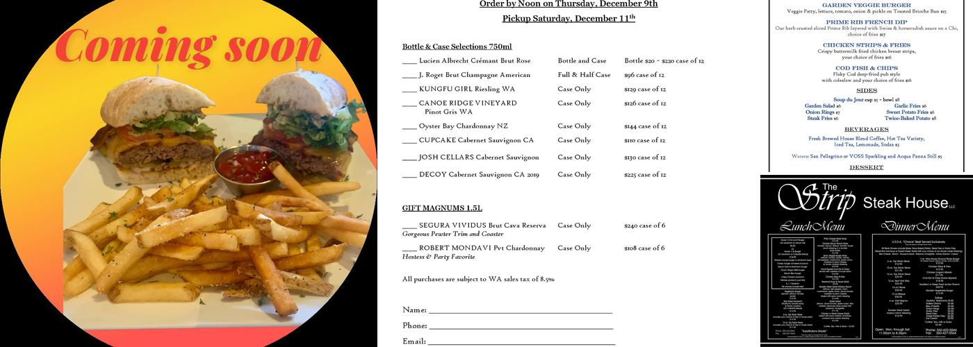 The Strip Steak House Menu