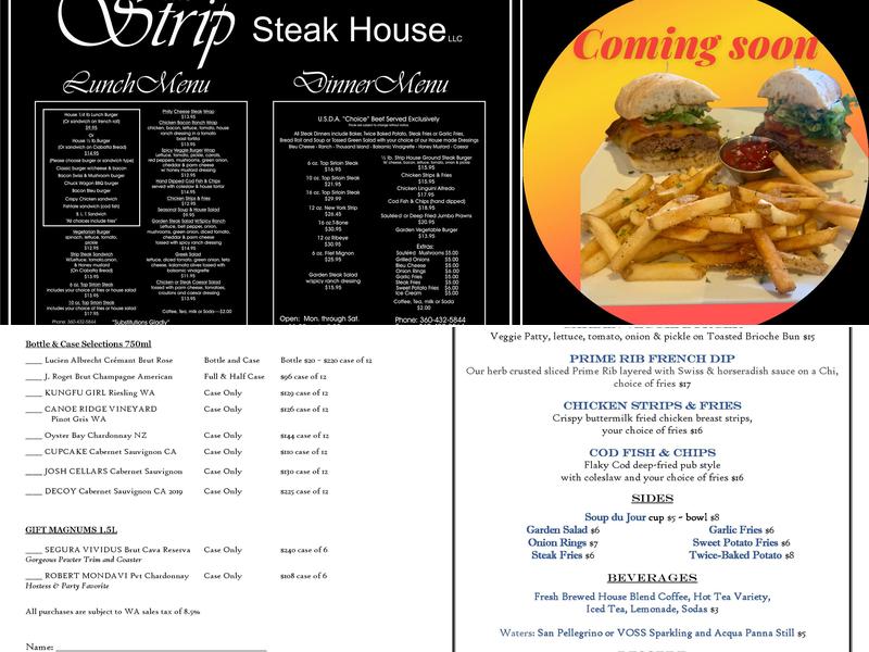The Strip Steak House Menu
