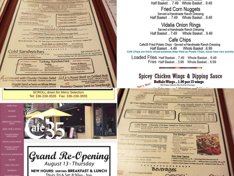 Cafe35 UptownLexingtonNC Menu