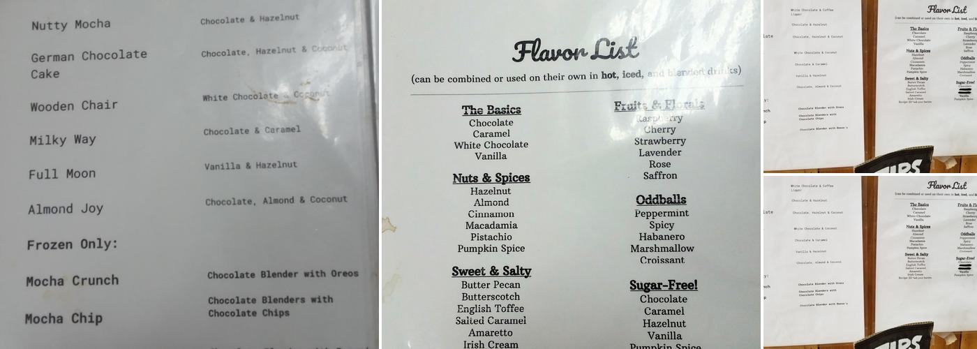 Perfect Blend Menu