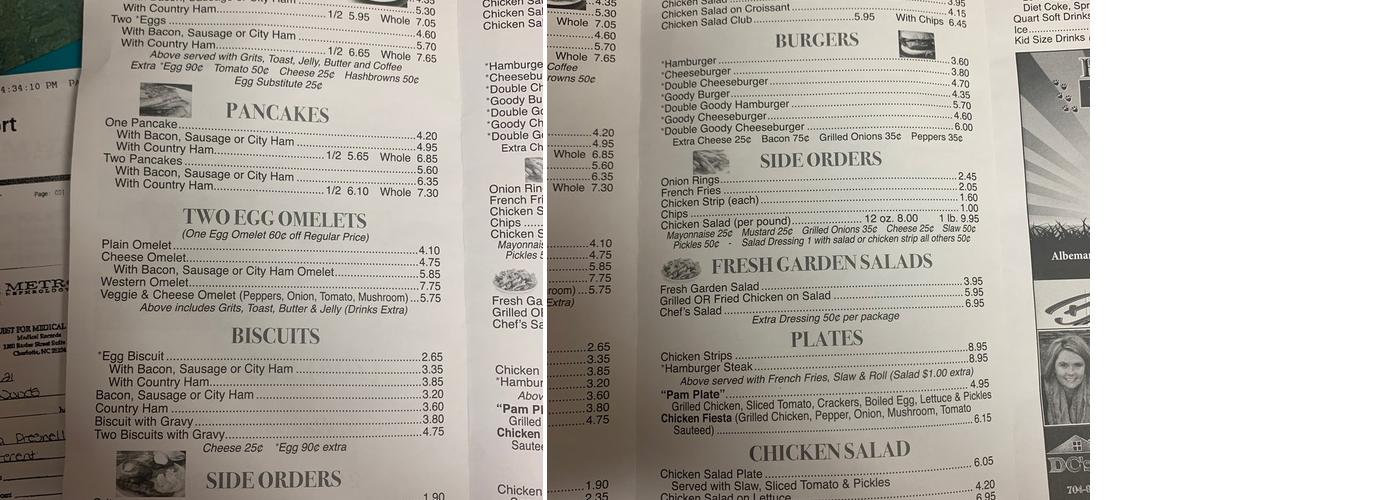 Goody Shop Cafe Menu