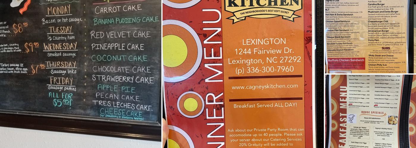 Cagney's Kitchen Lexington Menu