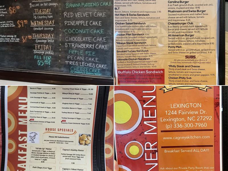 Cagney's Kitchen Lexington Menu