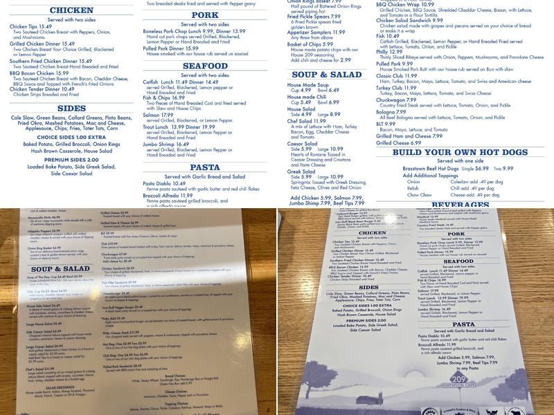 Haywood 209 Cafe Menu