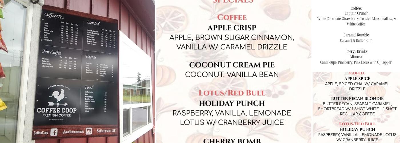 Coffee Coop Menu