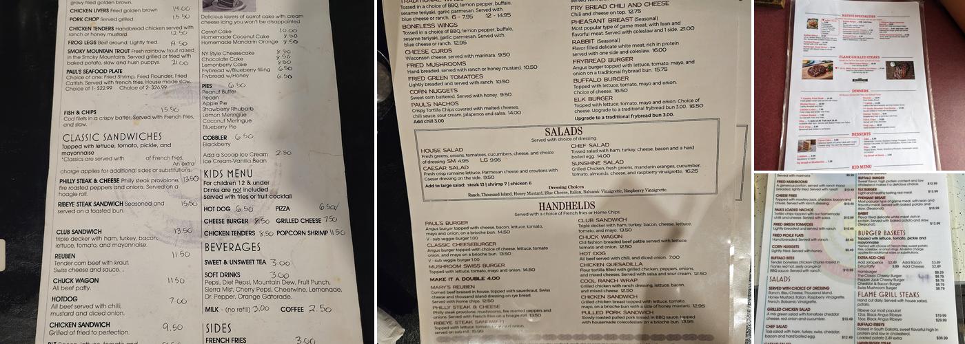 Paul's Family Restaurant Menu