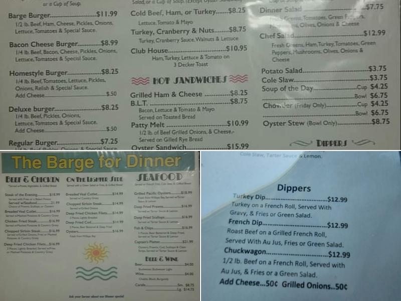 Barge Menu