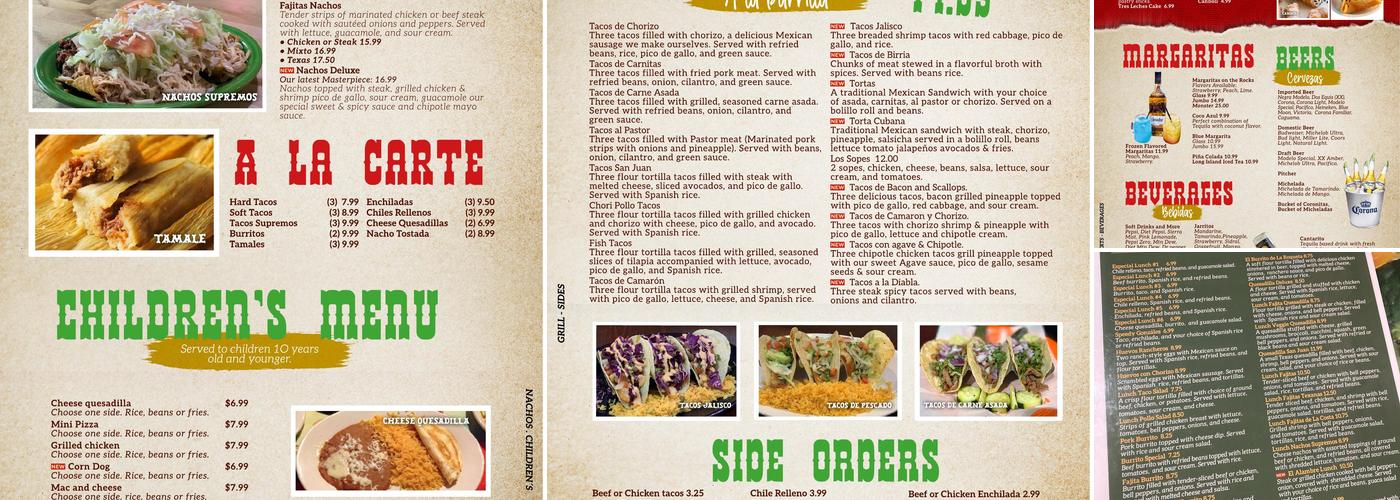 El Nuevo San Juan Mexican Restaurant. Menu