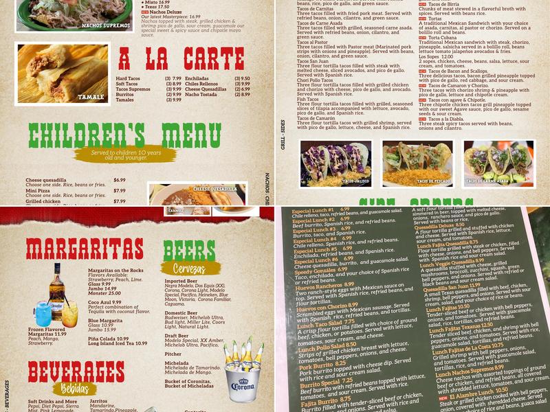 El Nuevo San Juan Mexican Restaurant. Menu