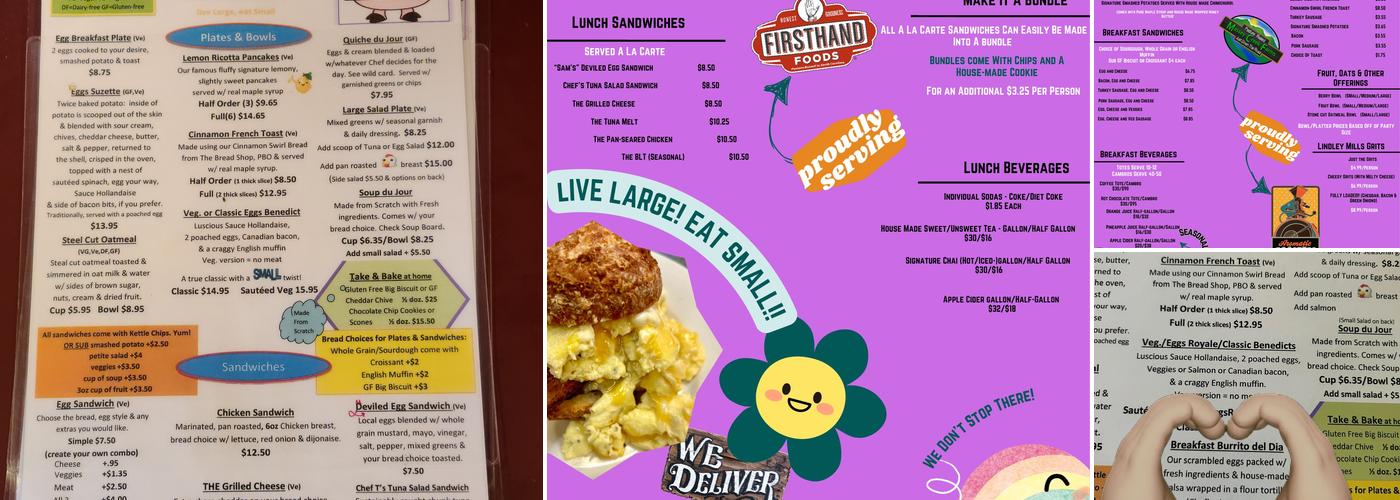 Small Cafe B and B Menu